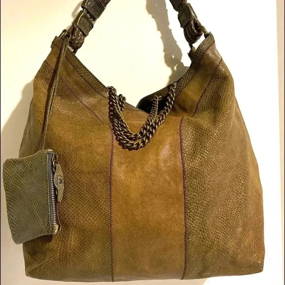 Theory distressed leather shoulder handbag
